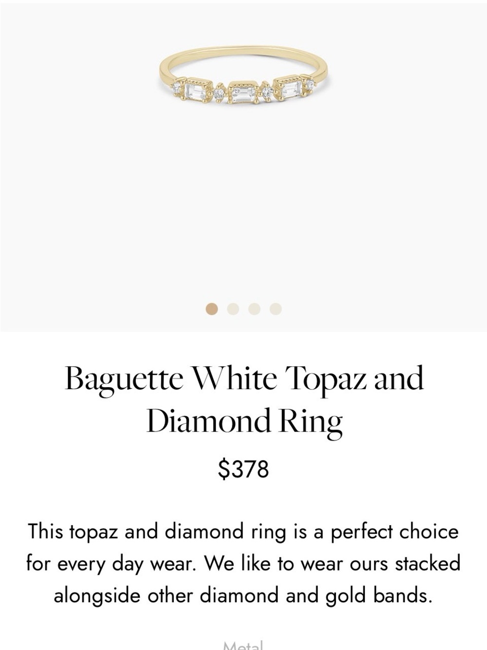 Gorjana Gold Ring with White Topaz and Diamond Accents
